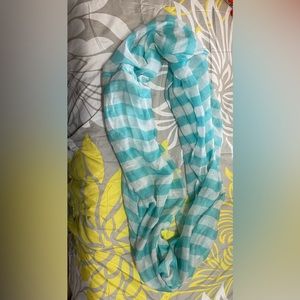 Blue and white stripe infinity scarf